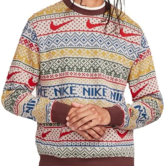 Nike Club Fleece Crew Holiday Christmas Sweatshirt Youth L - Picture 1 of 3